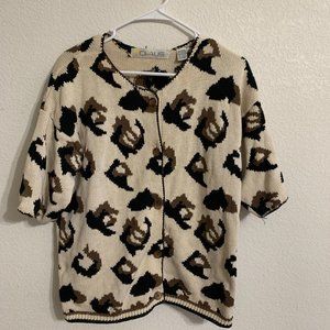Chaus Knit Cardigan Leopard Style Pattern M